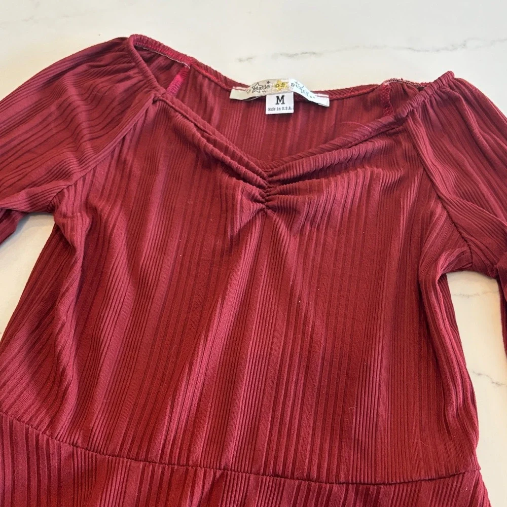 Astars Maroon Long Sleeve Kids Dress